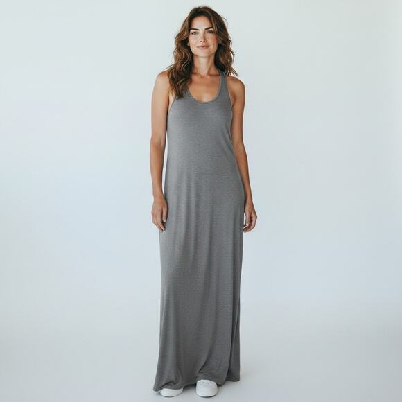 Fabletics Dresses & Skirts - Fabletics Gray Heathered Tank Maxi Dress XS Racerback Casual Long